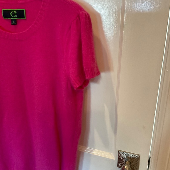 Hot Pink C Wonder short sleeve sweater, L - Picture 3 of 6